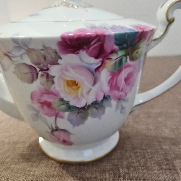 Rare Noritake Japan Circa 1908 Maruki Symbol Large Pink Cabbage Rose Pattern - Picture 8 of 12